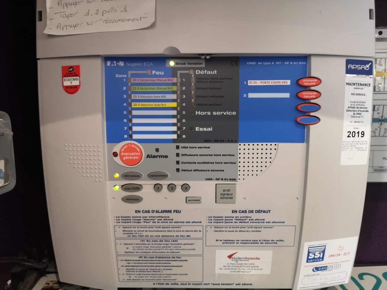 report d'alarme technique